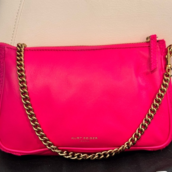 Kurt Geiger Fuchsia Calfhair & Leather Puffy 2 Way Crossbody Bag NWT W/ Dustbag - Picture 11 of 16
